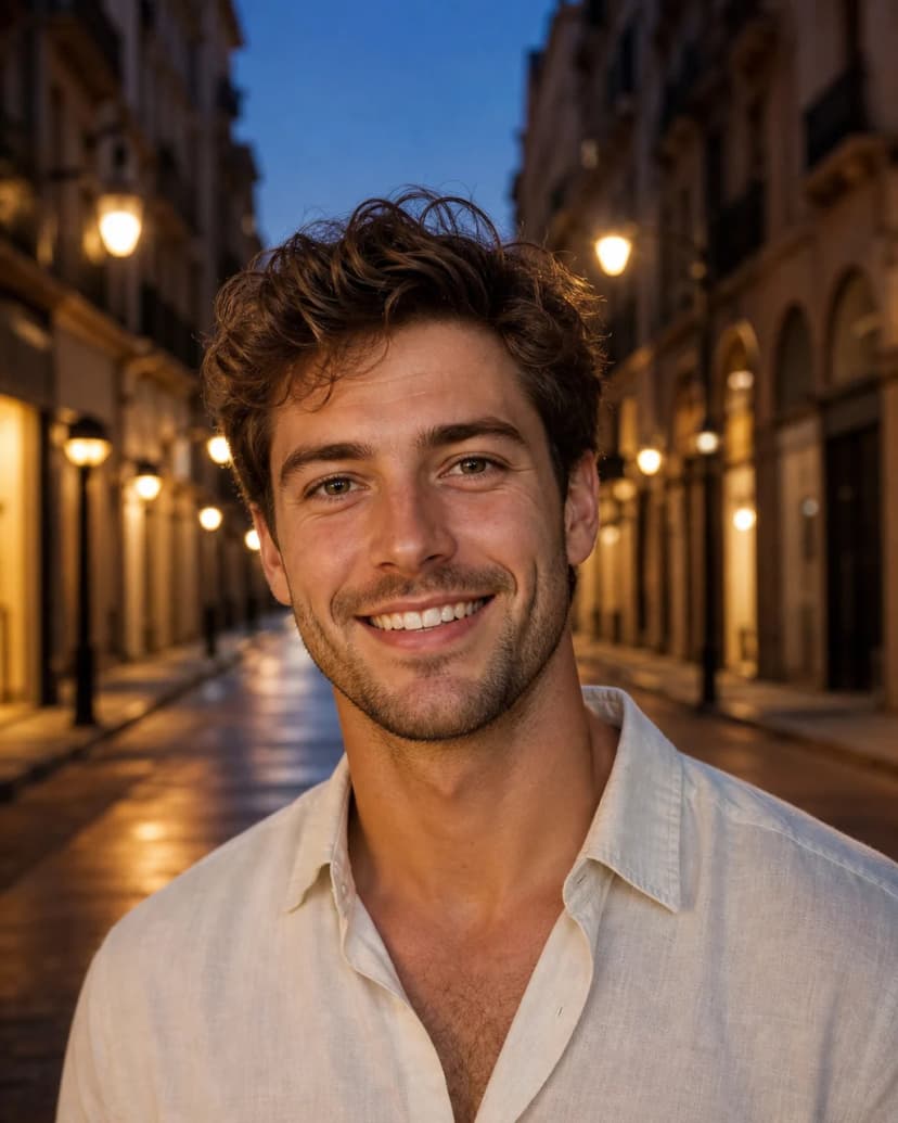 Beispiel für hintergrund im Paket Dating-Profile: Stadtstraße in der Abenddämmerung