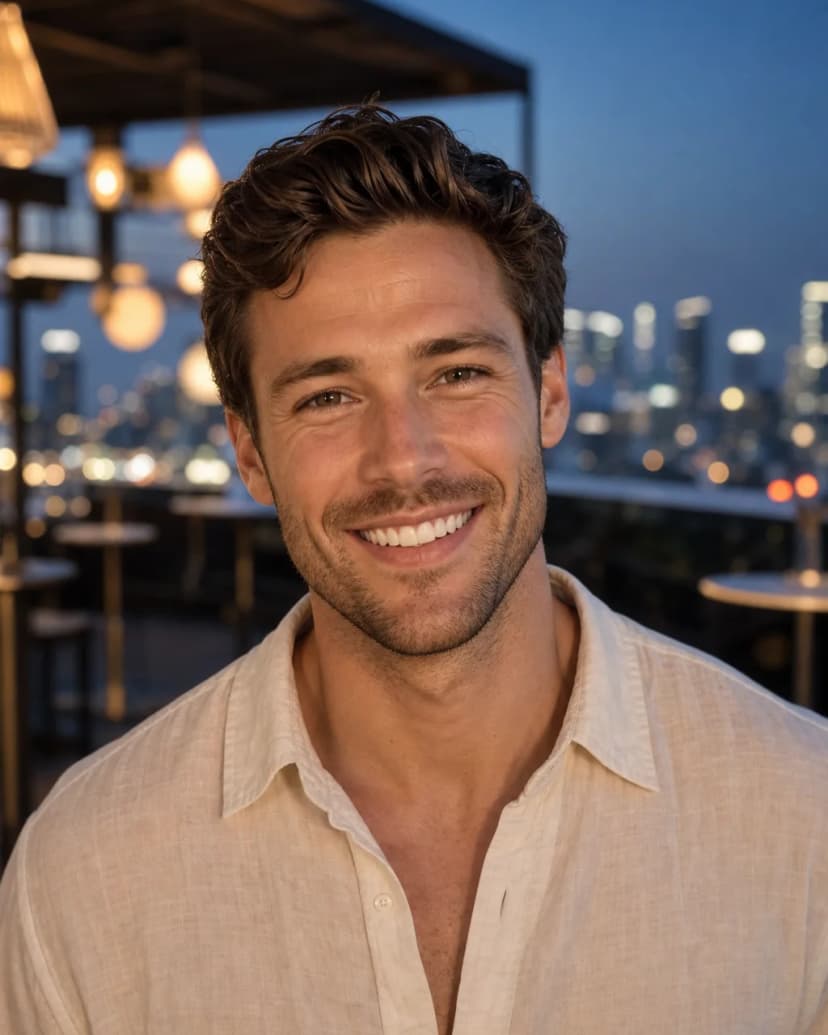 Beispiel für hintergrund im Paket Dating-Profile: Unscharfe Rooftop-Bar