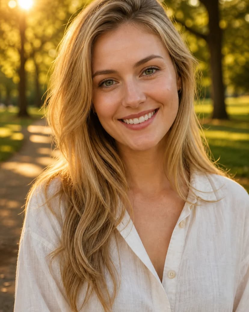 Dating profile picture idea: golden-hour park backdrop