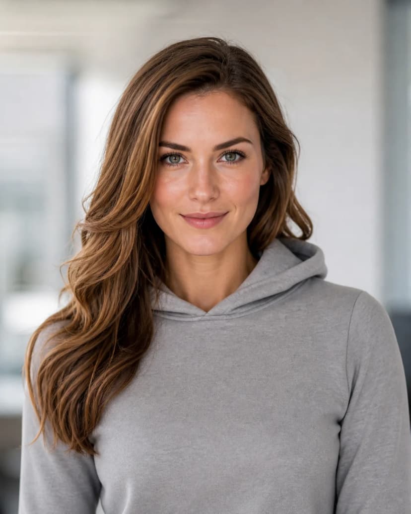 Sudadera gris de corte sencillo, ejemplo de Emprendedores y directivos