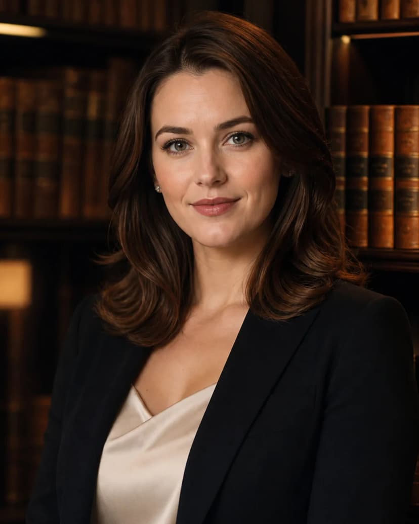 Estanterías con libros encuadernados en piel, ejemplo de Retratos para abogados