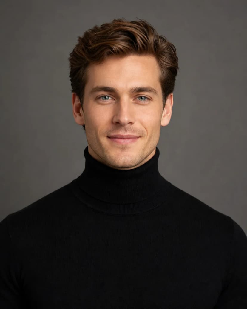 Beispiel für outfit im Paket LinkedIn-Profilbilder: Schwarzer Rollkragenpullover