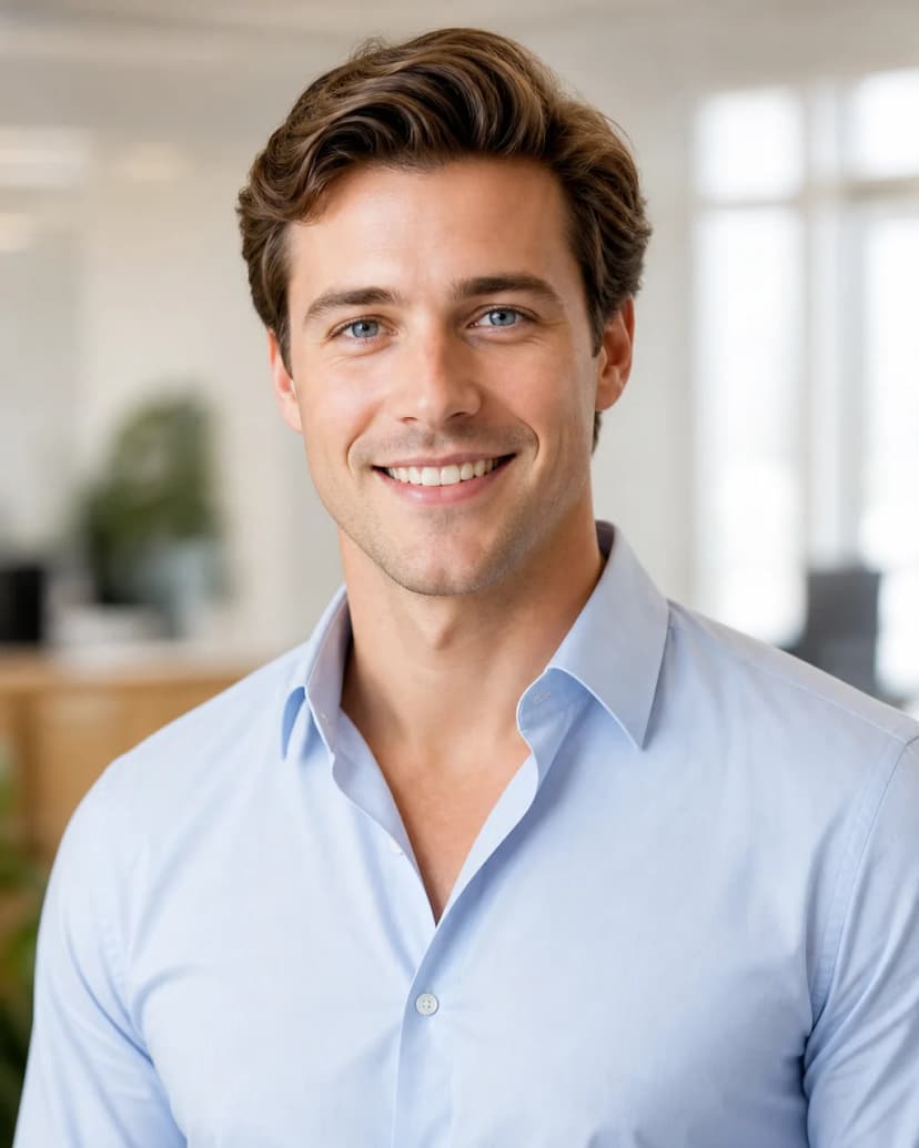 Open-collar oxford, LinkedIn Headshots example