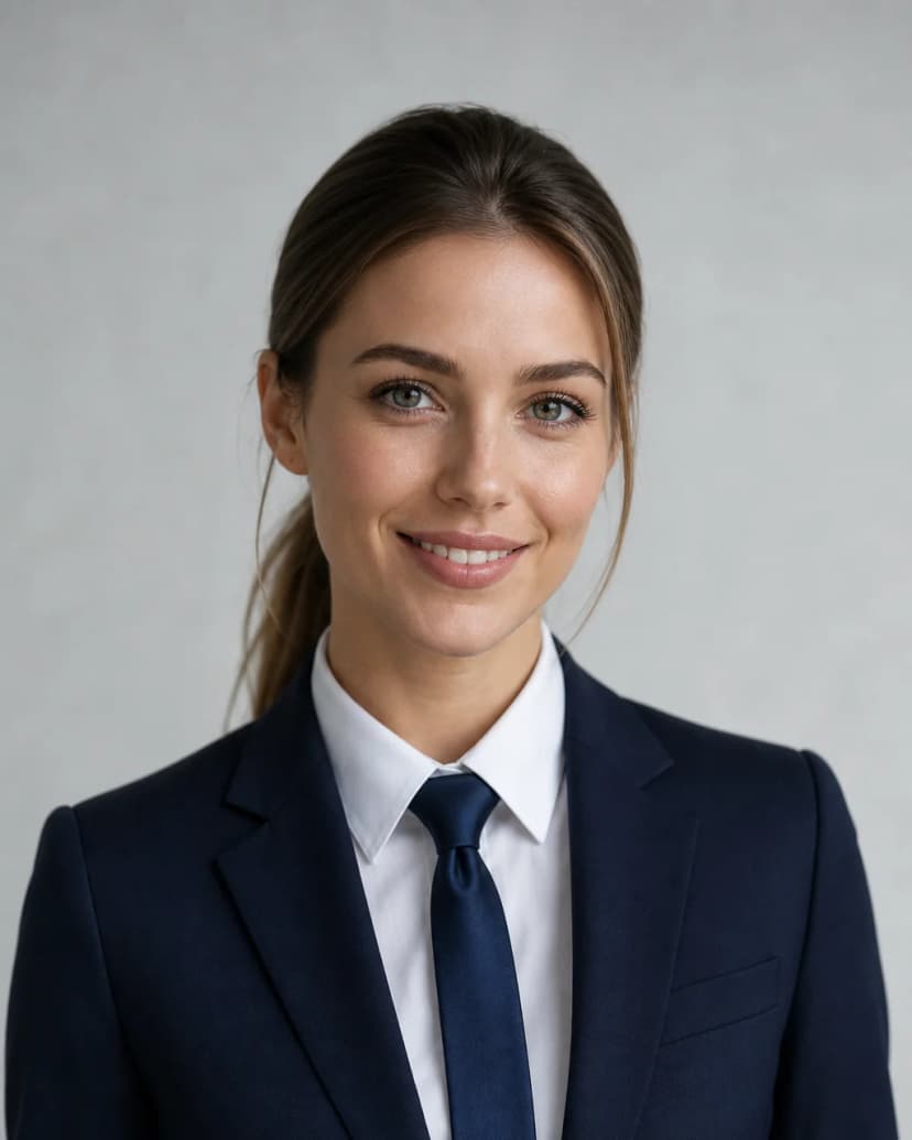 Traje azul marino y corbata de seda, ejemplo de Retratos corporativos