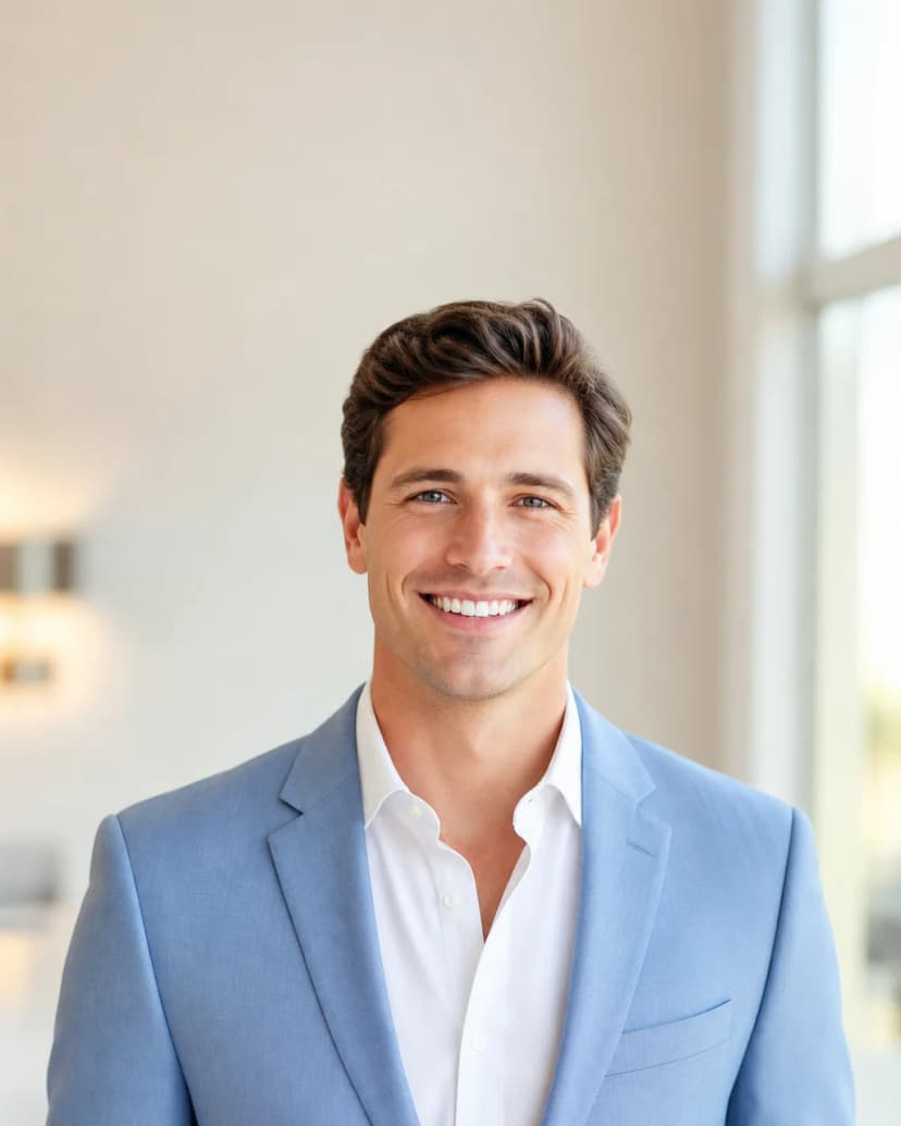 Blazer azul claro, ejemplo de Agentes inmobiliarios